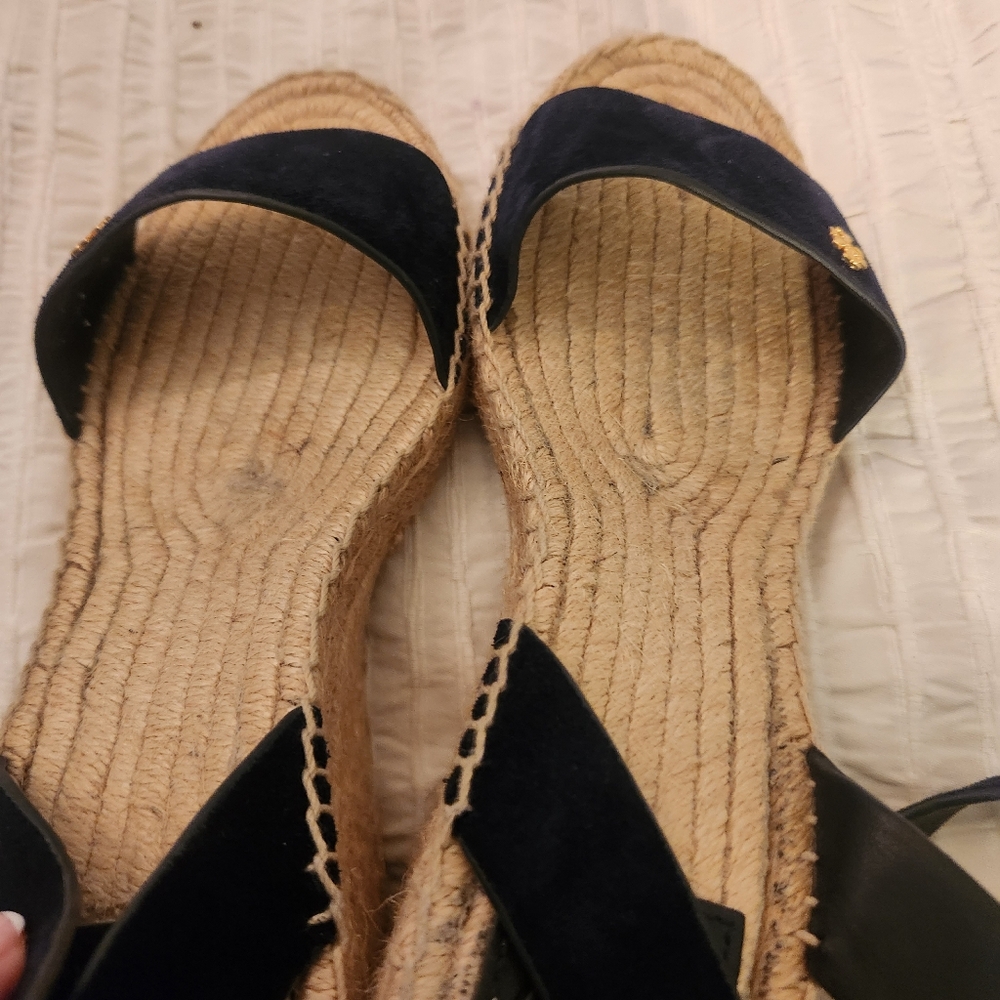 Tory Burch Navy Blue Baily Wmen's Blnsvy Blue  Espadrille Sandals  Size 9 - Picture 6 of 15